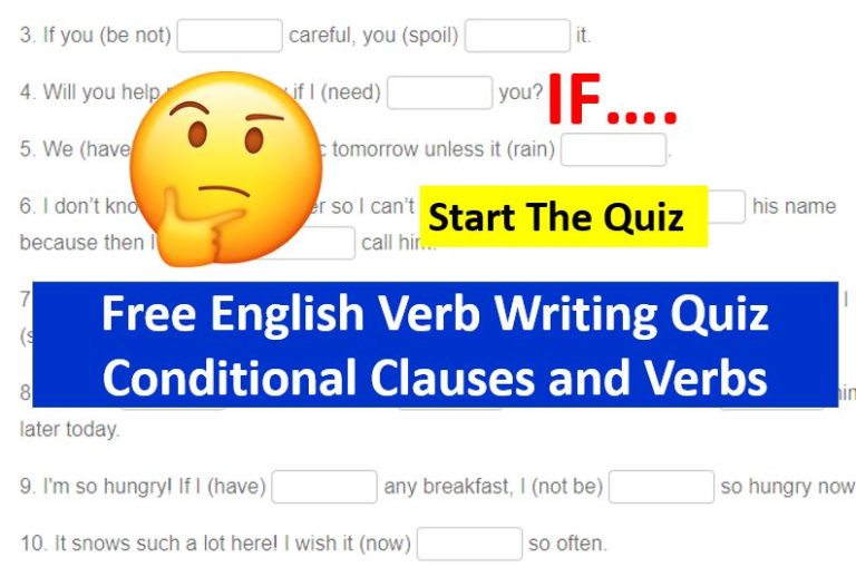 Free English Writing Quiz: Conditional Clauses